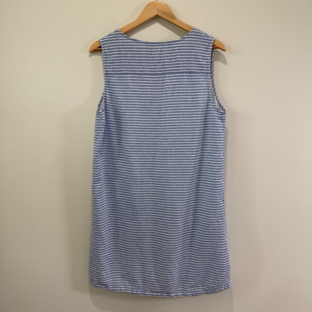 Beachlunchlounge‎ Linen Blend Striped Shift Dress L Coastal V Neck Sleeveless - Picture 7 of 9